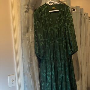 Festive green maxi dress